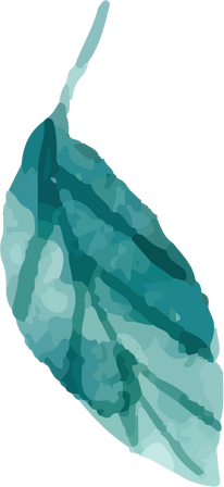 Teal Leaf Watercolor